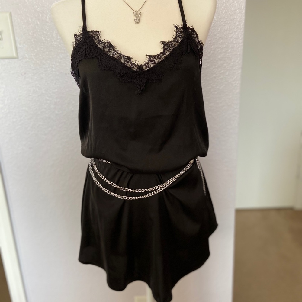 BLACK SLIP ON SILK DRESS